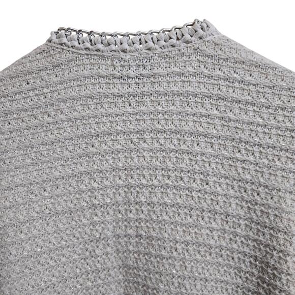 Elie Tahari Womens Chain Embellished Metallic Wool Blend Knit Cardigan Sweater S - Picture 6 of 12